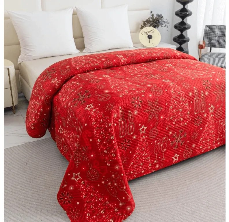 Prehoz na posteľ CHRISTMAS MAGIC, červený Rozmer: 200 x 220 cm