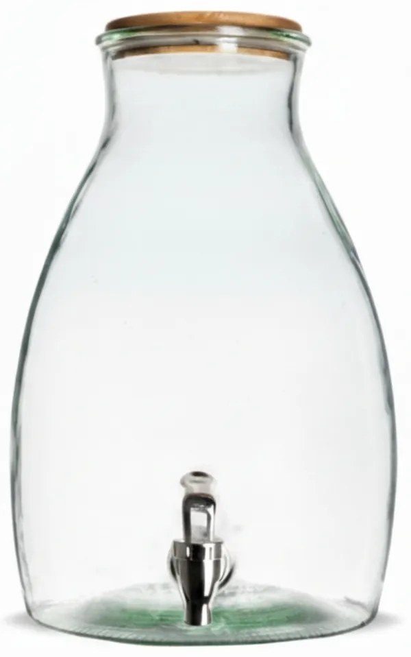 Sklenený zásobník na nápoje GUSTA s dreveným viečkom 5,5 L