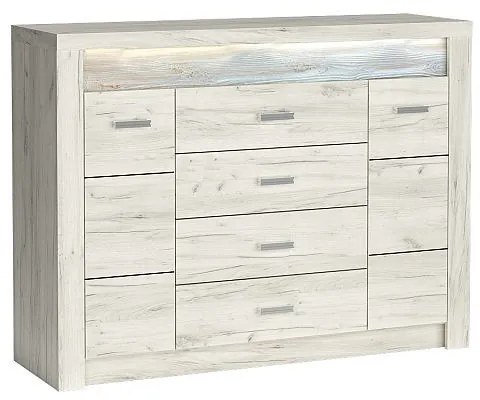 Komoda Indianapolis 137 cm dub craft bílý