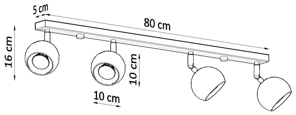 Stropné svietidlo OCULARE 4L biele