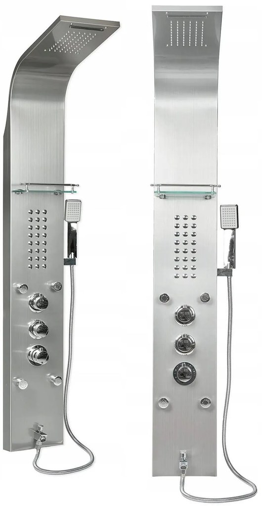 Sprchový panel CASCADA 5v1 - s termostatom a výtokom do vane - inox