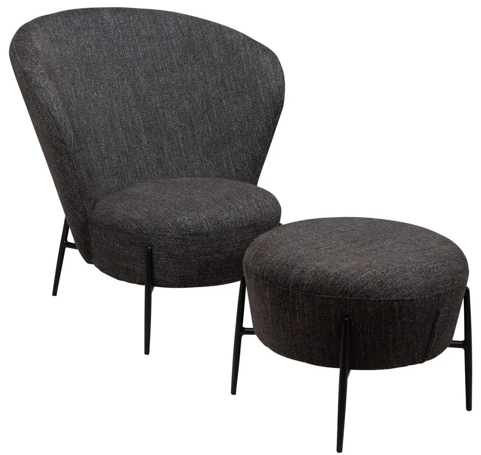 Antracitové kreslo z textílie buklé Orbit – DAN-FORM Denmark