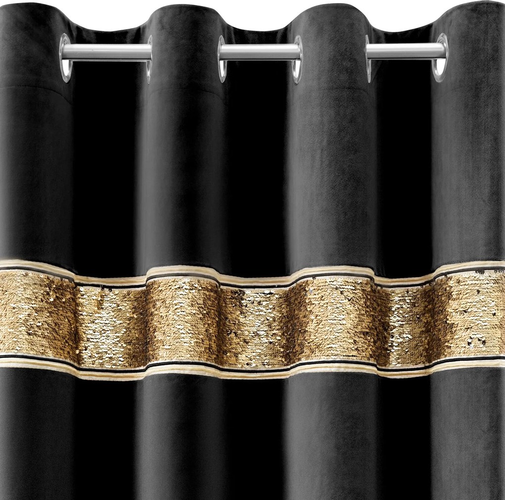 ZATEMŇOVACÍ ZÁVES NA KRÚŽKOCH BUENO 140X250 CM ČIERNA