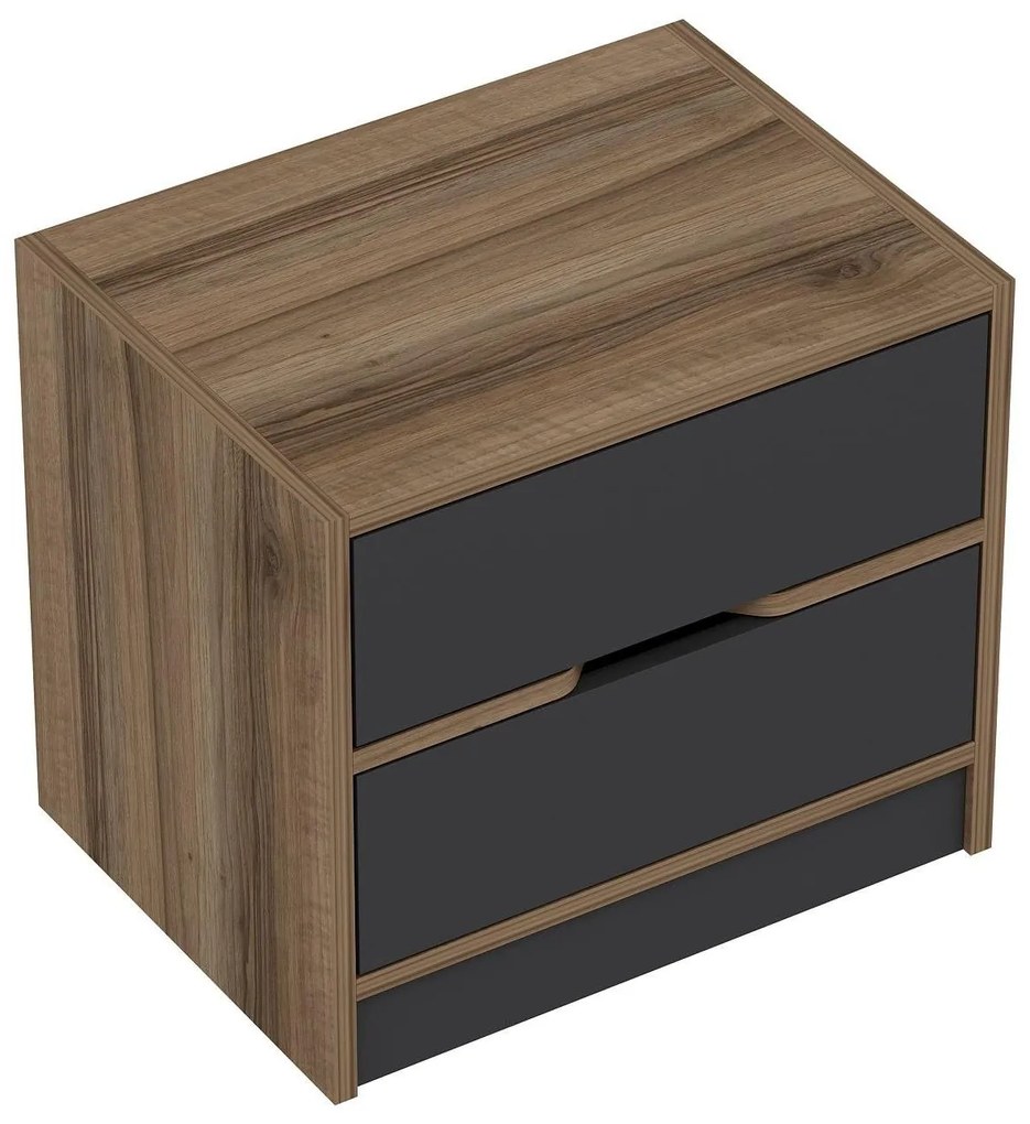 Nočný stolík Erich (orech + antracit) . Akcia -17%. Vlastná spoľahlivá doprava až k Vám domov. 1102093