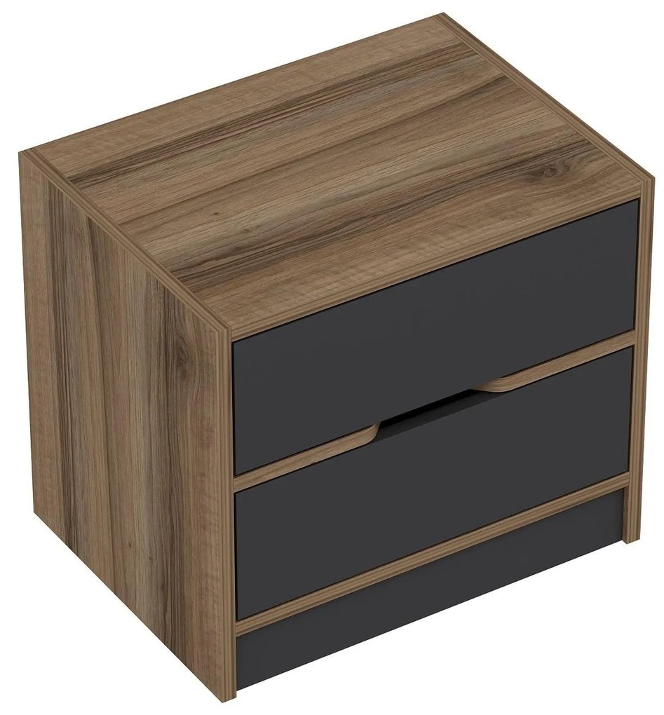 Nočný stolík Erich (orech + antracit) . Akcia -20%. Vlastná spoľahlivá doprava až k Vám domov. 1102093