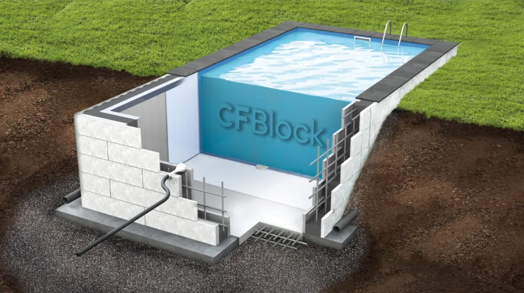 Kompletná bazénová súprava CF BLOCK DELUXE 8,0 x 4,0 x 1,5 m / 0,8 mm - sivá fólia (bazén, prémiová filtrácia, fólia, skimmer)