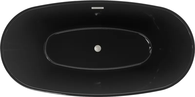 Mexen Eris, voľne stojaca vaňa 170 x 80 cm, čierna,  brúsená oceľ prepad, 53441708070-97