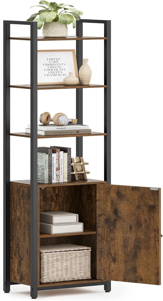 Knižnica Vasagle Koudy 160 cm hnedá/čierna