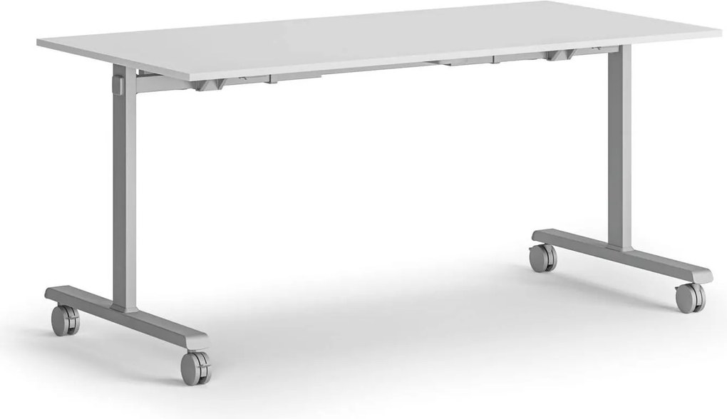 Mobilný stôl MATCH, 160x80 cm, sivá podnož, biela