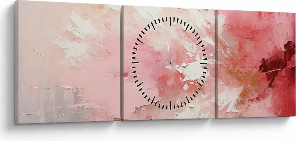 Obraz - Ružový abstrakt (s hodinami) (90x30 cm)
