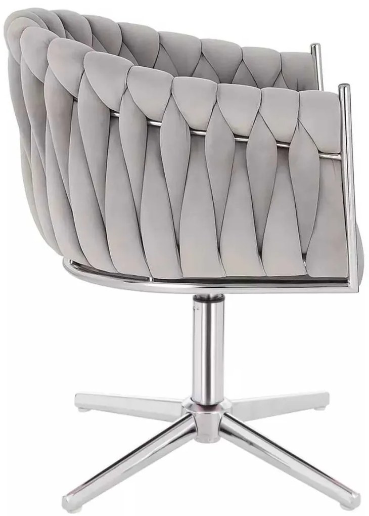 LuxuryForm DESIGN Stolička NORDEN VELUR na striebornom kríži - svetlo šedá