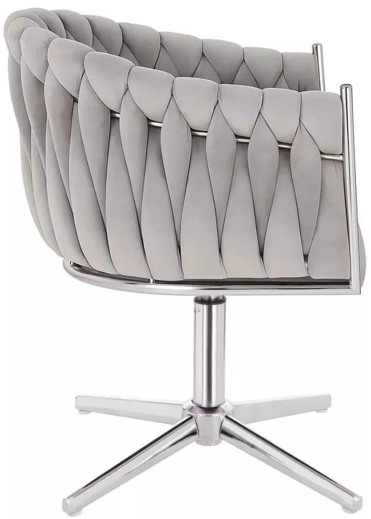 LuxuryForm DESIGN Stolička NORDEN VELUR na striebornom kríži - svetlosivá