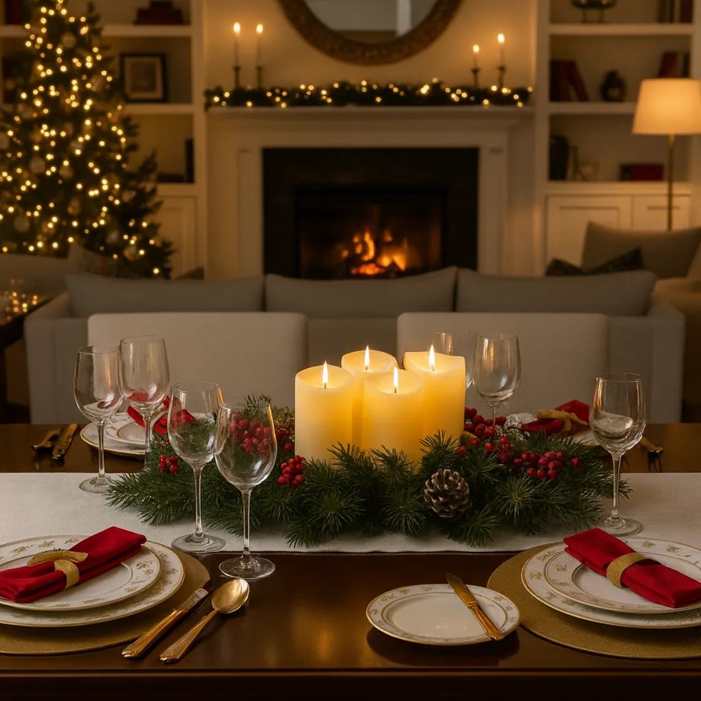 LED stĺpová sviečka RUHHY 12,5 cm béžová, sada 4 ks