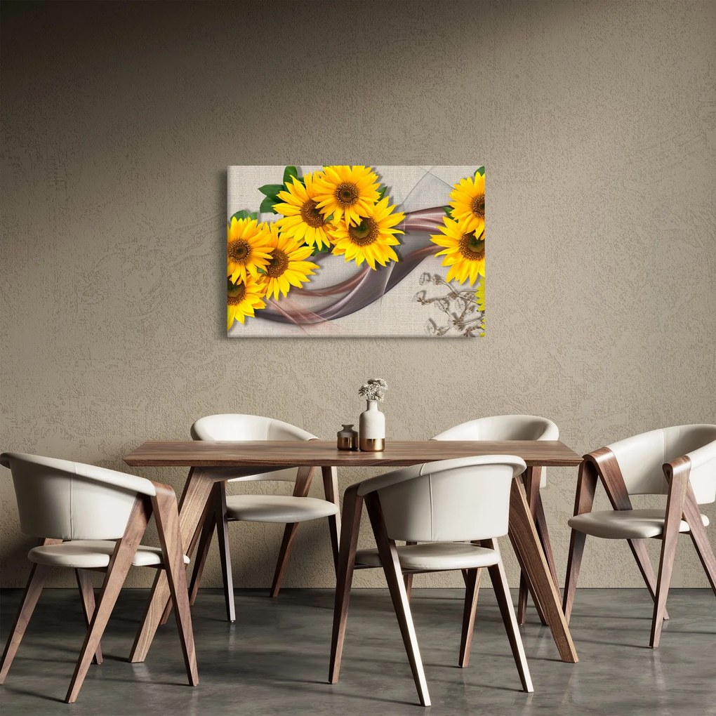 Obraz - Žiariace kvety slnečníc (90x60 cm)