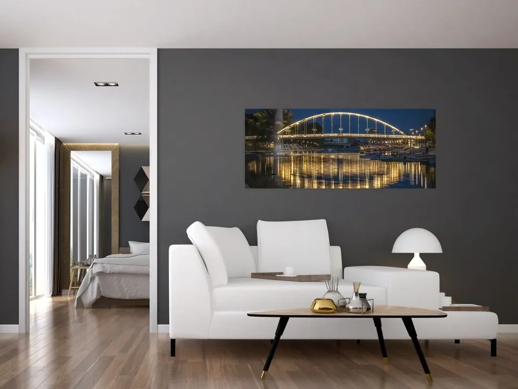 Obraz mosta s fontánou (120x50 cm)