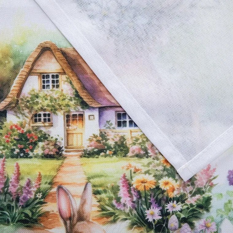 Stredový obrus s potlačou ZAJAČIKOVIA V ZÁHRADE 85 x 85 cm