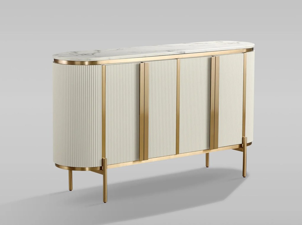 Komoda Stilig ST384 160 cm mramor/ecru/zlatá