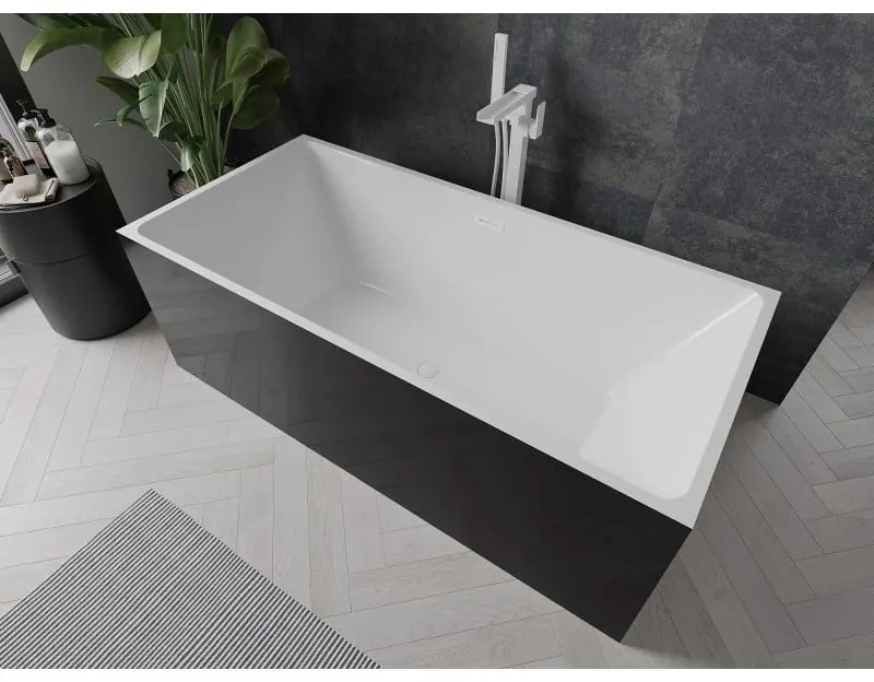 Mexen Nita, voľne stojaca vaňa 170 x 80 cm, biela-čierna, biely prepad, 52091708075-20