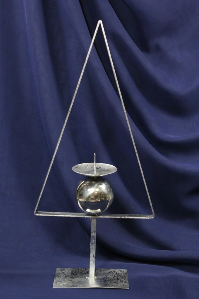 Plechový stromček na podstavci so svietnikom (v. 40 cm) - vianočný