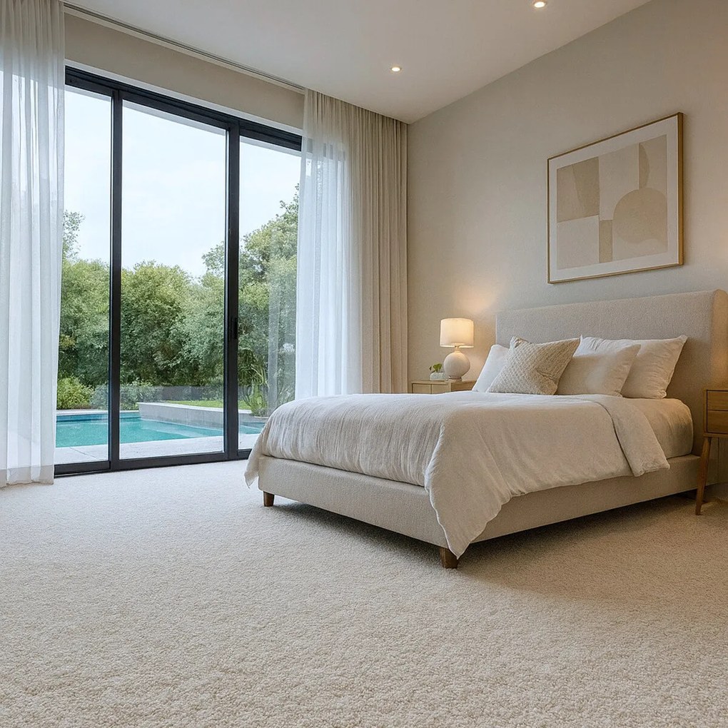 AladinWorld Expres, Metrážny koberec Velur Ultra biely, na mieru, šíře 4m, biela, filc, detská izba