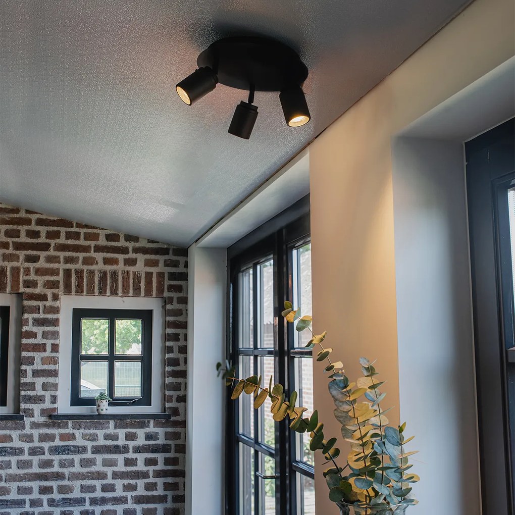 Moderné kúpeľňové bodové svetlo čierne 3-svetlo IP44 - Ducha