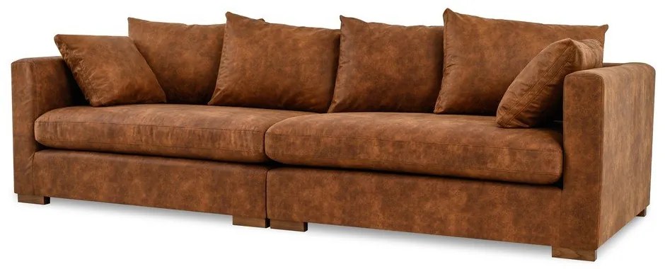 Koňakovohnedá pohovka z imitácie kože 266 cm Hamburg – Scandic