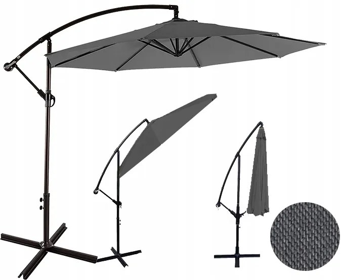 Záhradný slnečník Sunny - tmavo sivý 300cm