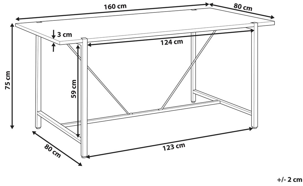 Jedálenský stôl 160 x 80 cm tmavé drevo/čierna SARITAS Beliani