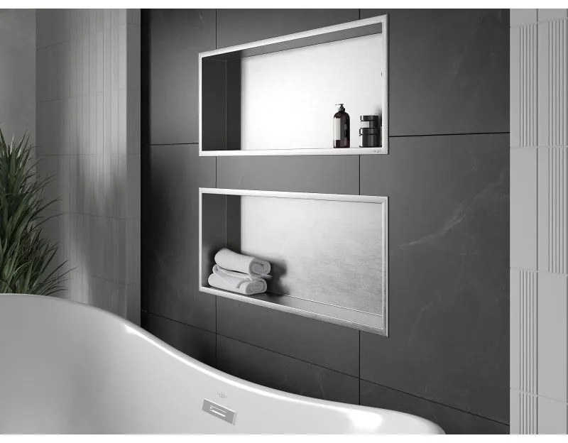 Mexen X-Wall-R, polička na zapustenie na obklad s golierom 75 x 30 cm, oceľová, 1910753010