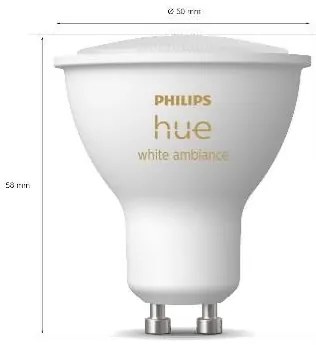 PHILIPS HUE Múdra LED stmievateľná žiarovka HUE, GU10, 5W, 350lm, teplá biela-studená biela, 2ks