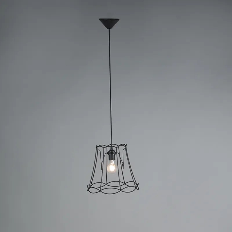 Retro závesné svietidlo čierne 30 cm - Granny Frame