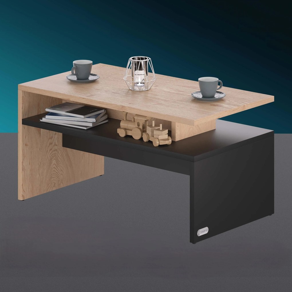 Konferenčný stolík SACRAMENTO, 95x55x50cm, hnedá/šedá Casaria