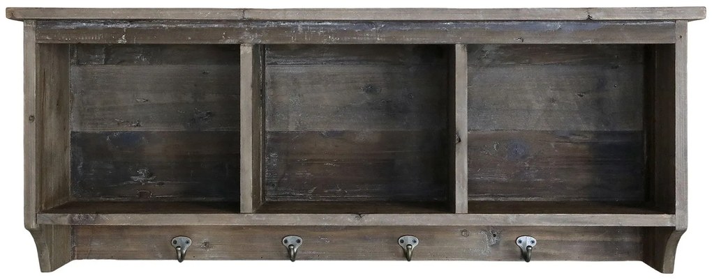 Hnedá drevená polička s háčikmi Bourseiller - 91*22*36 cm