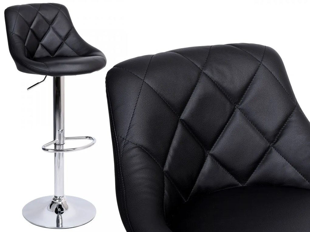 Barová stolička CYDRO CHROM čierna koža
