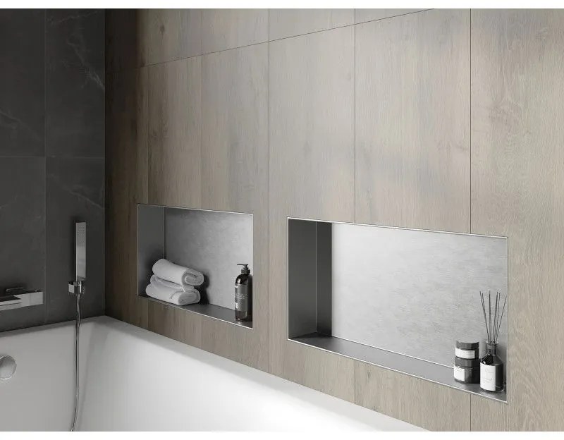 Mexen X-Wall-NR, polička na zapustenie pod obklad bez goliera 60 x 30 cm, oceľová, 1911603010