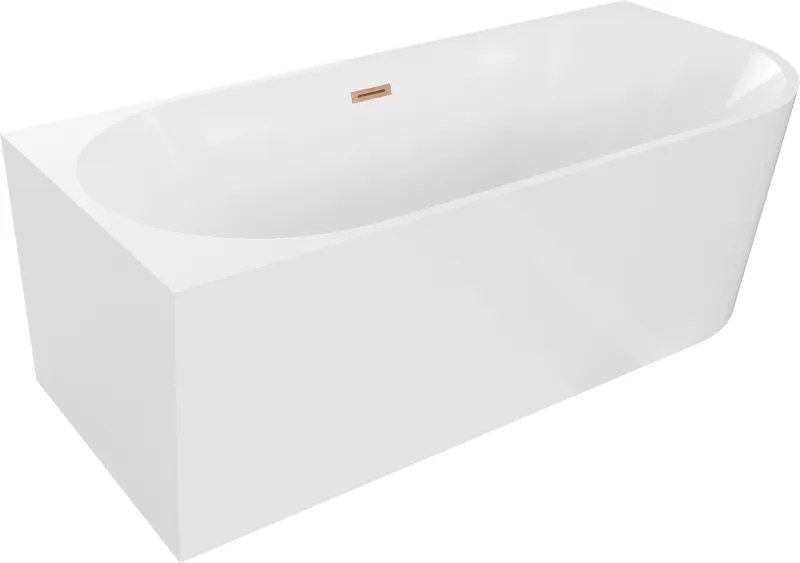 Mexen Mia voľne stojaca rohová vaňa ľavá 150 x 75 cm, biela, prepad brúsená meď - 52691507500L-65