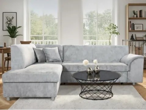 Rohová sedacia súprava Bernett, holubia sivá látka, ľavý roh%