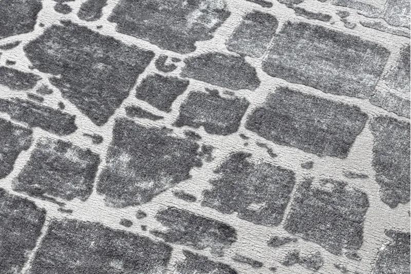 Moderný MEFE koberec 6184 Dlažba tehla - Štrukturálny, dve vrstvy rúna tmavosivá Veľkosť: 240x330 cm