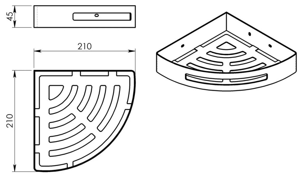 Gedy Gedy, SMART polica rohová, 210x45x210mm, nerez mat, 247938