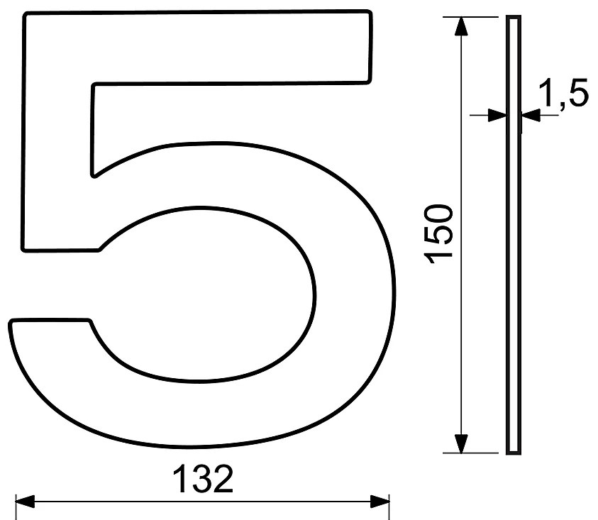 Domové číslo RICHTER RN.150L (nerez), 5, RICHTER Nerez matný
