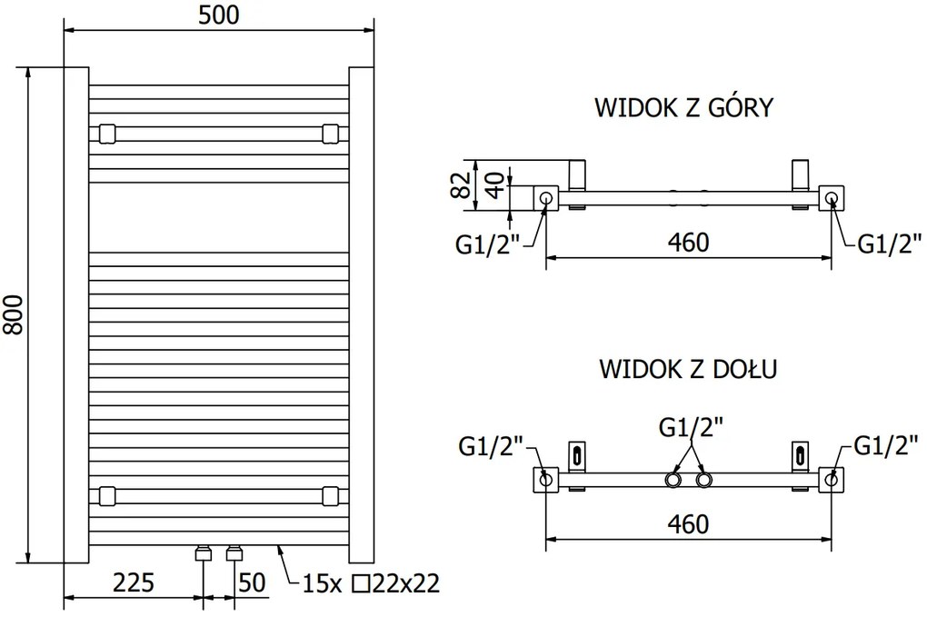 Mexen Pluton, elektrické vykurovacie teleso 800x500 mm + vykurovacia tyč 600 W, čierna, W106-0800-500-2600-70