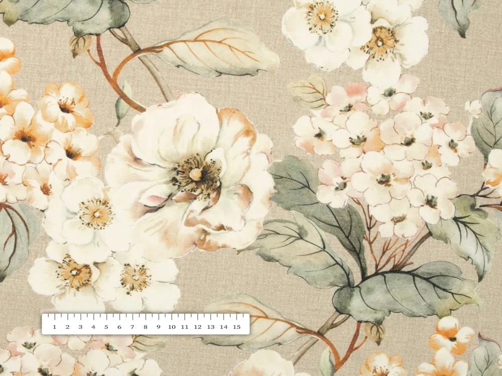 Biante Dekoračný oválny obrus PML-106 Maľované kvety na béžovom 80x120 cm