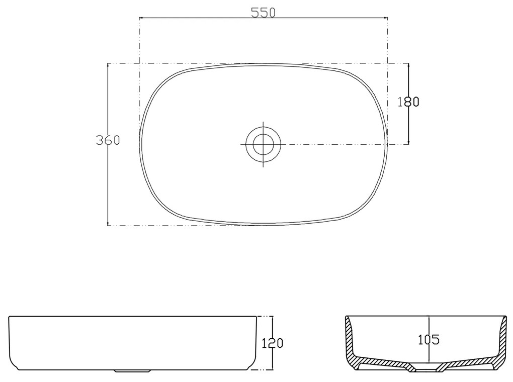 Sapho Sapho, INFINITY OVAL keramické umývadlo na dosku, 55x36 cm, Ivory, 10NF65055-2K