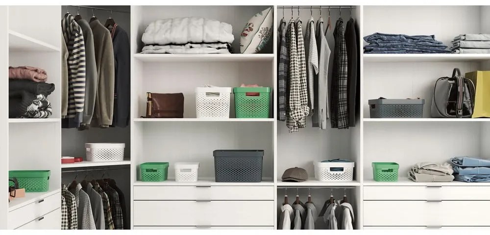 Biely úložný košík Curver Infinity Dots, 11 l