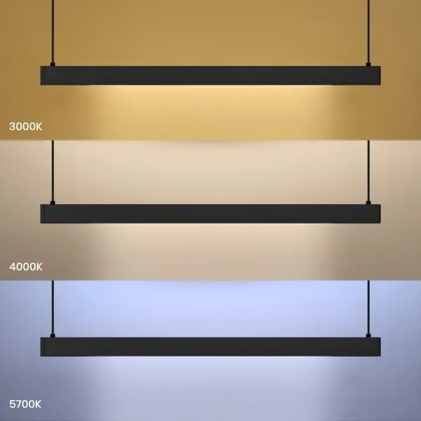 LED luster na lanku LINEA LED/36W/230V 3000/4000/5700K CRI 90 čierna