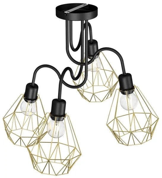 Prisadený luster BERGEN 4xE27/60W/230V čierna/zlatá