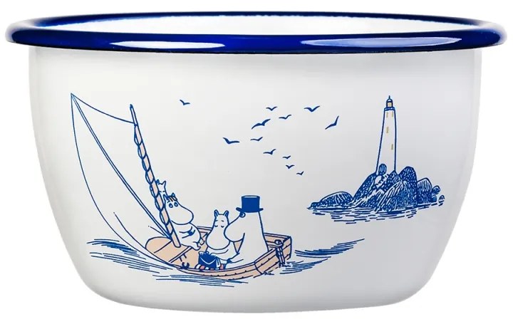 Miska Moomin Sailors 0,6l, smalt / bielo-modrá