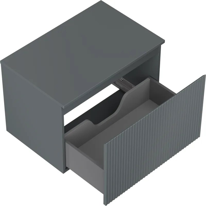 Mexen Rivel, kúpeľňová skrinka 70 cm s hornou doskou, 1 zásuvka, drážkovaná, grafitová matná, 91A20-07047-1-BFC66