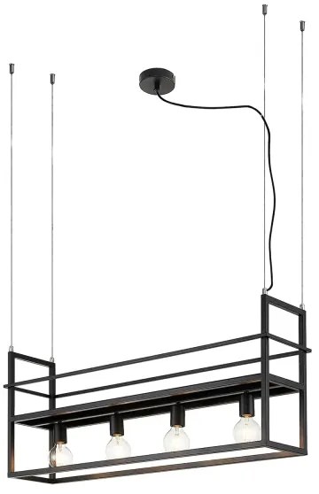 ONLI - Luster na lanku s poličkou JEFFER 4xE27/22W/230V čierna