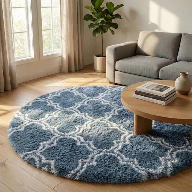 Protišmykový koberec DECOR strieborný kruh